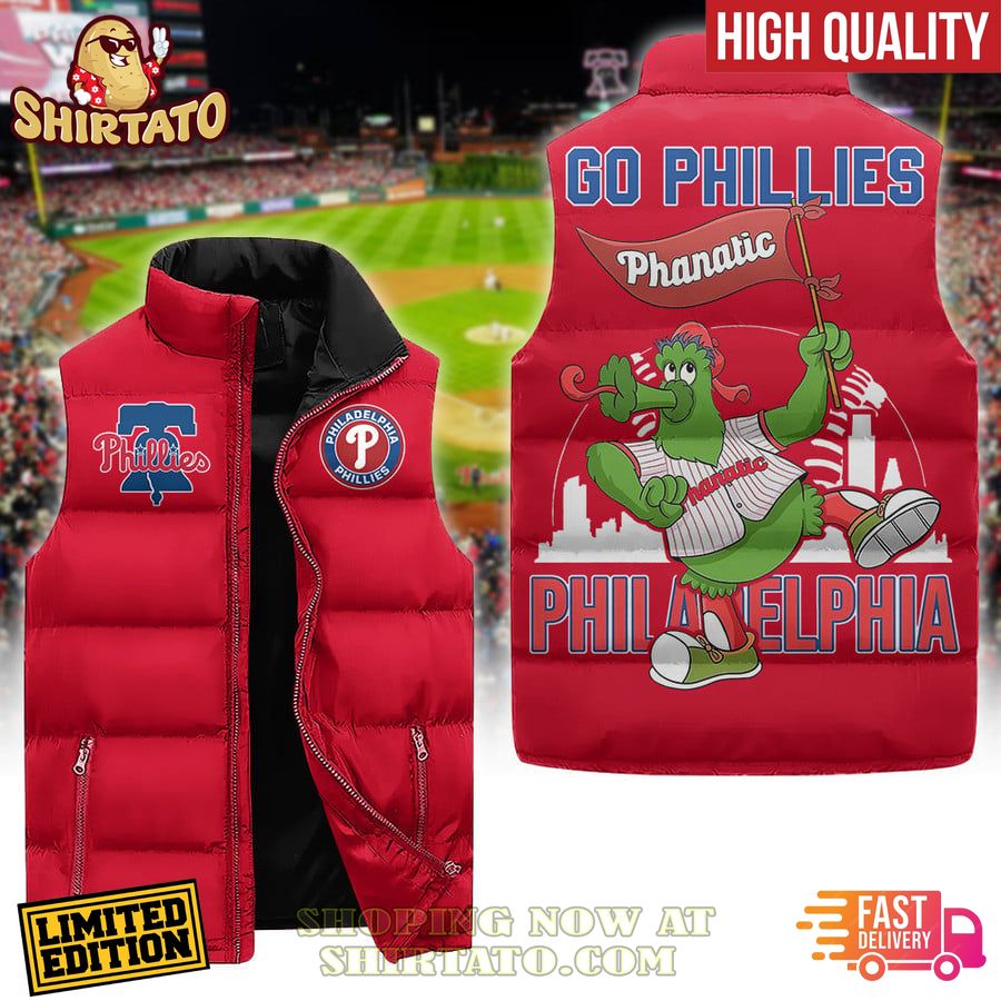 philadelphia phillies mascot phanatic sleeveless puffer jacket 1 YQ1Dx