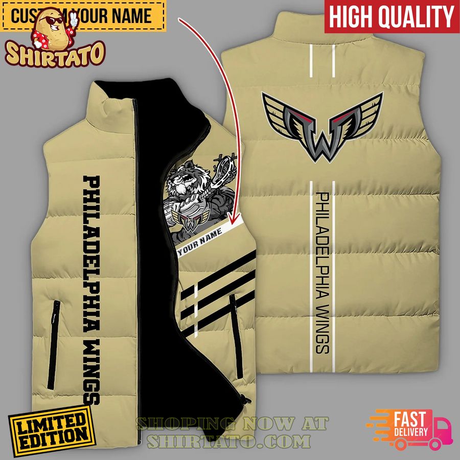 philadelphia wings custom name sleeveless puffer jacket 1 rNmRM