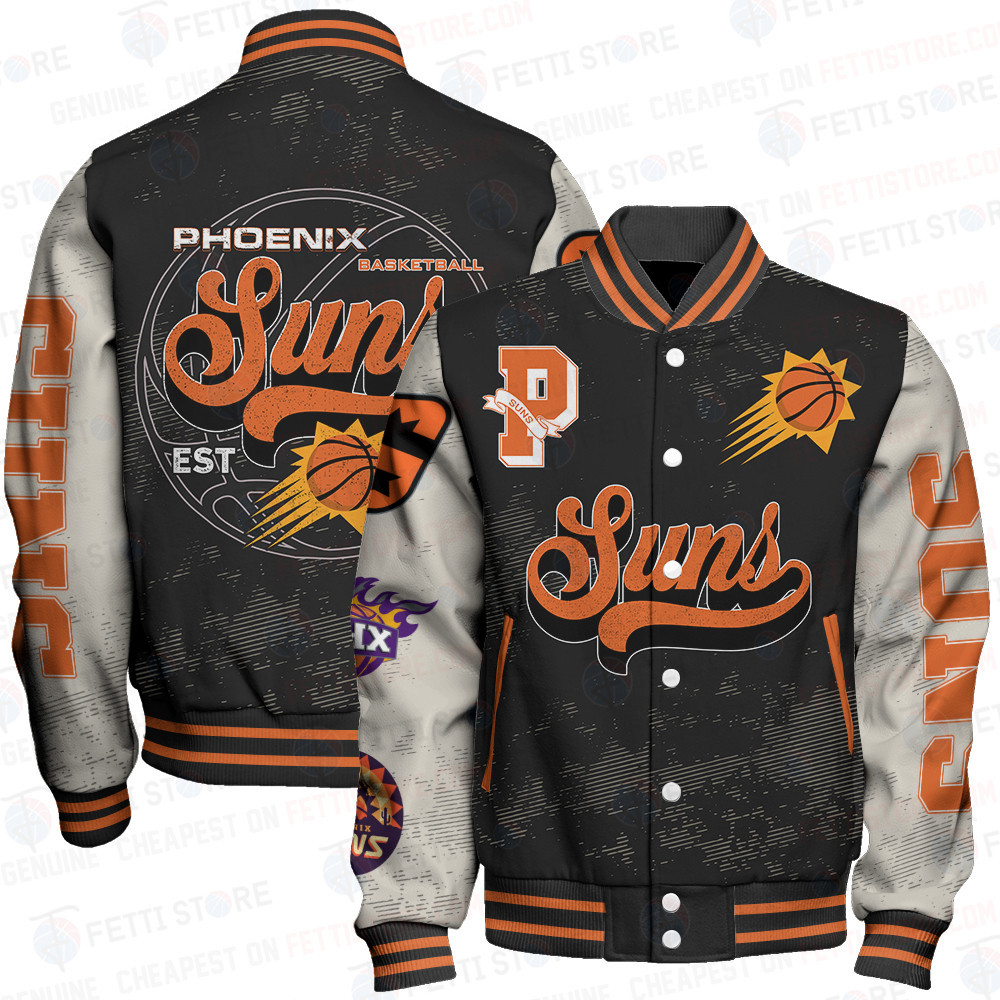 phoenix suns team logo sport pattern classic baseball varsity jacket baseball jacket all over print p1n2z