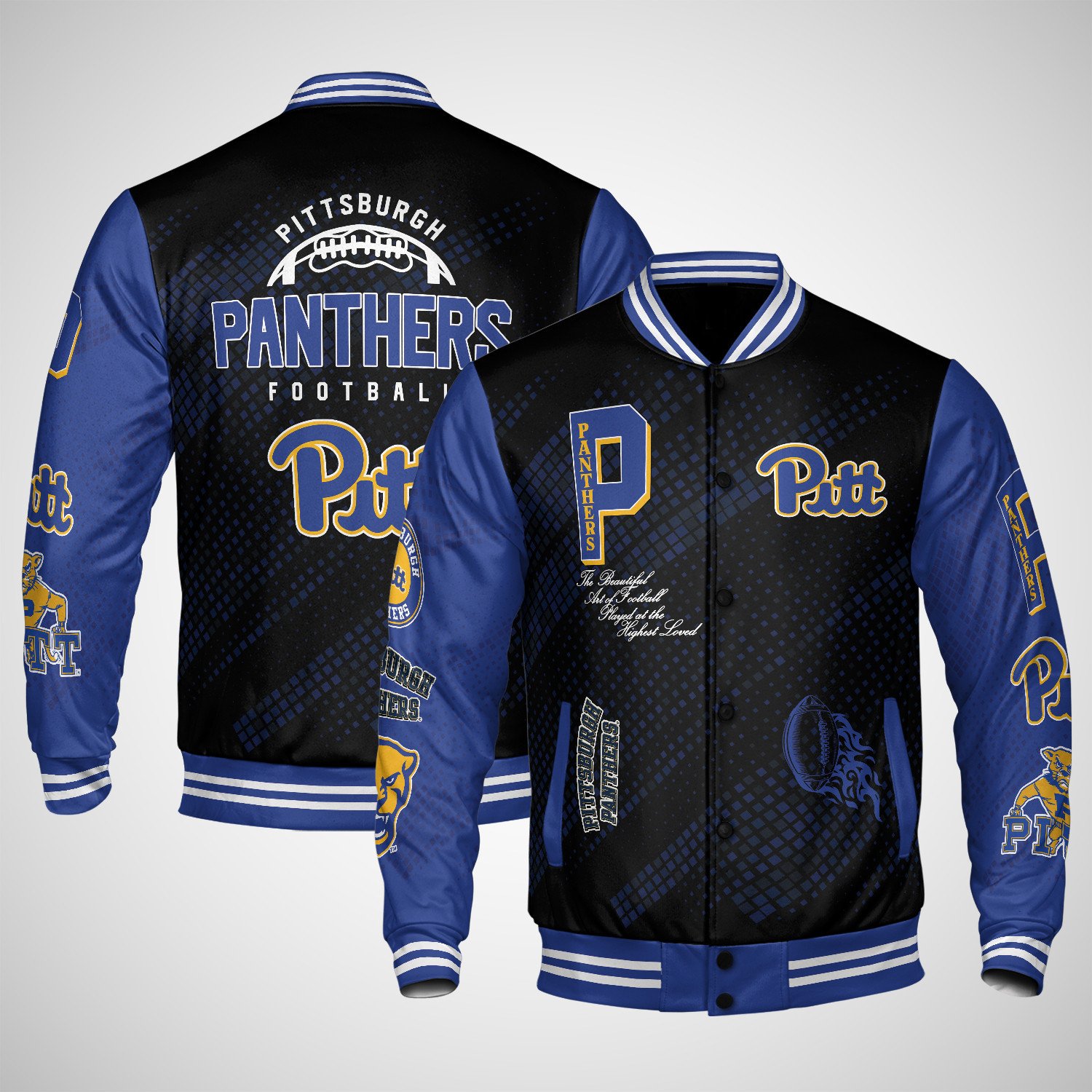 pittsburgh panthers varsity jacket baseball jacket all over print wf koslv