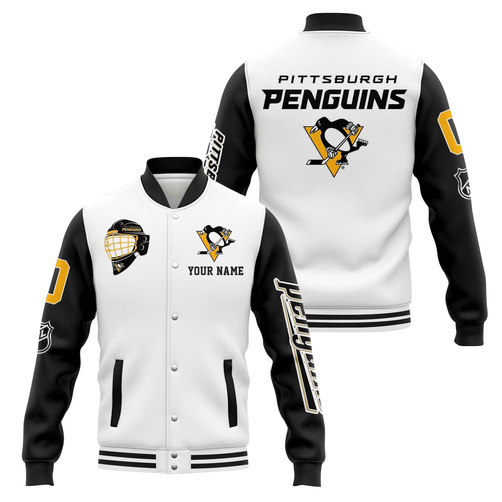 pittsburgh penguins custom name and number nhl baseball baseball varsity jacket baseball jacket all over print eszvr