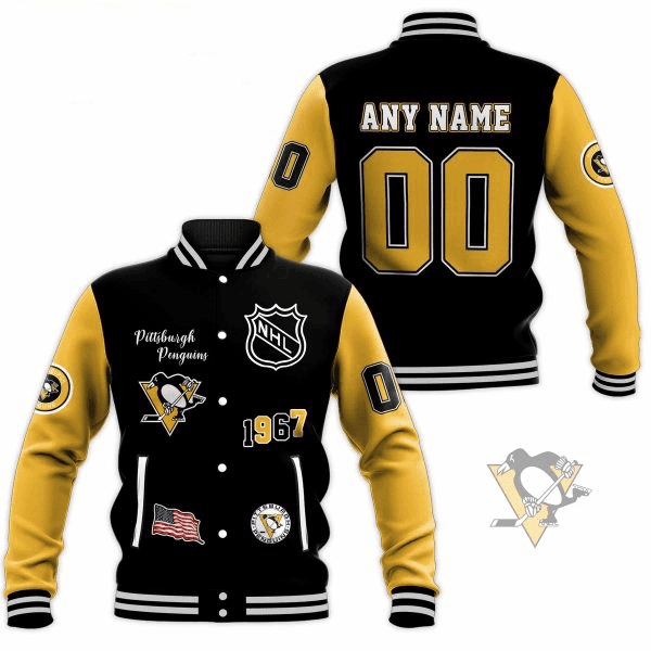 pittsburgh penguins nhl custom name and number baseball varsity jacket baseball jacket all over print 8yps1