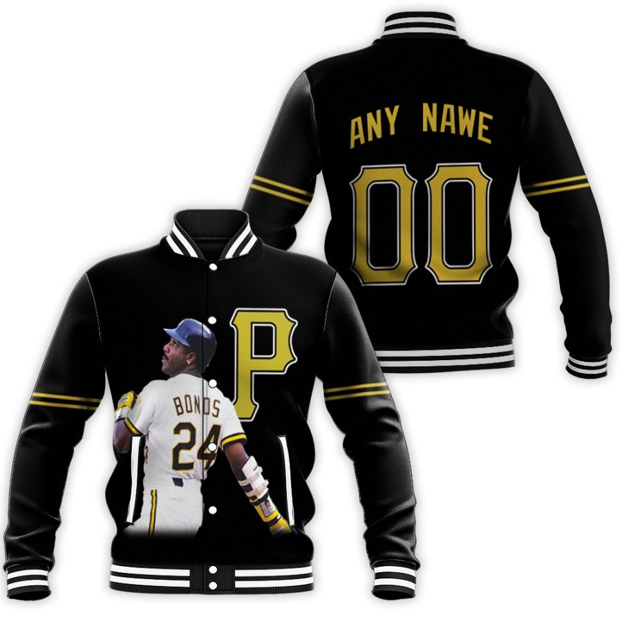 pittsburgh pirates barry bonds 24 mlb black 2019 3d designed allover gift with personalized for pirates fans baseball jacket button up zipper hooded all over print mlb wkjfc