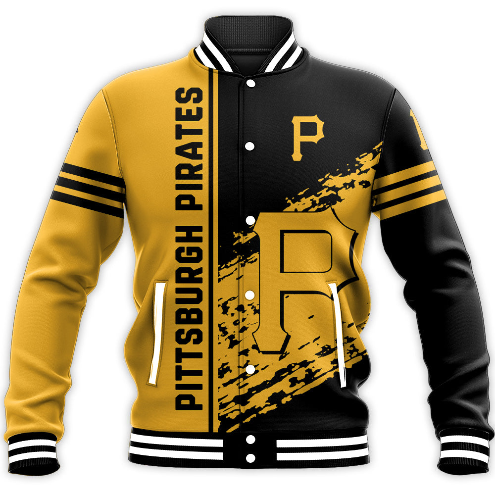 pittsburgh pirates baseball jacket button up zipper hooded all over print quarter style mlb 3dzd9