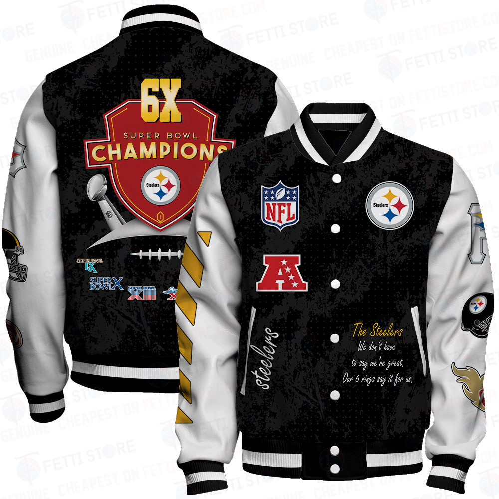 pittsburgh steelers 6x champions print baseball varsity jacket baseball jacket all over print sfat v9 1hake