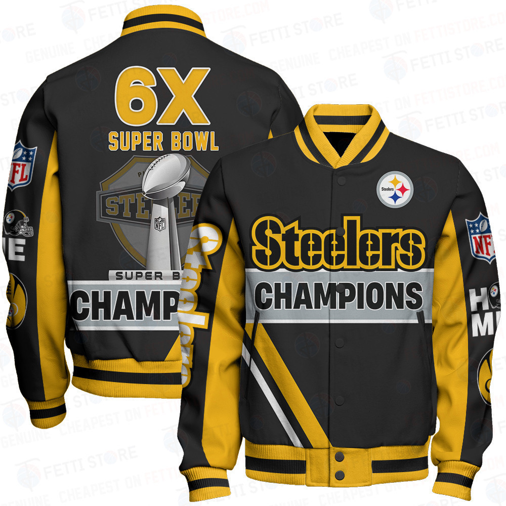 pittsburgh steelers 6x super bowl champions design baseball varsity jacket baseball jacket all over print gpuhg