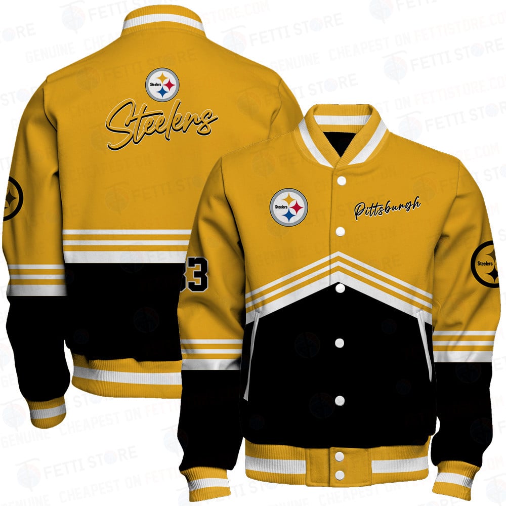 pittsburgh steelers baseball varsity jacket baseball jacket all over print wf iqzi5