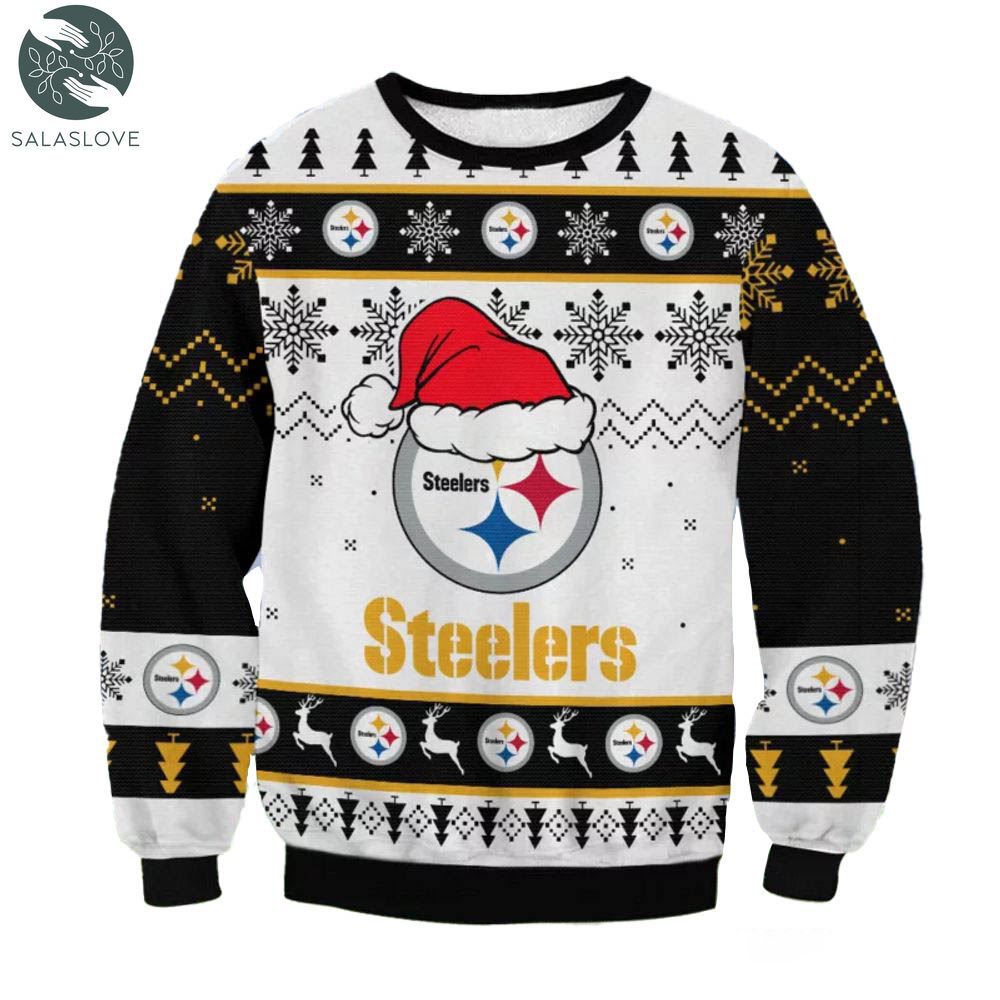 pittsburgh steelers big logo santa hat nfl ugly christmas sweater 1 po4apt