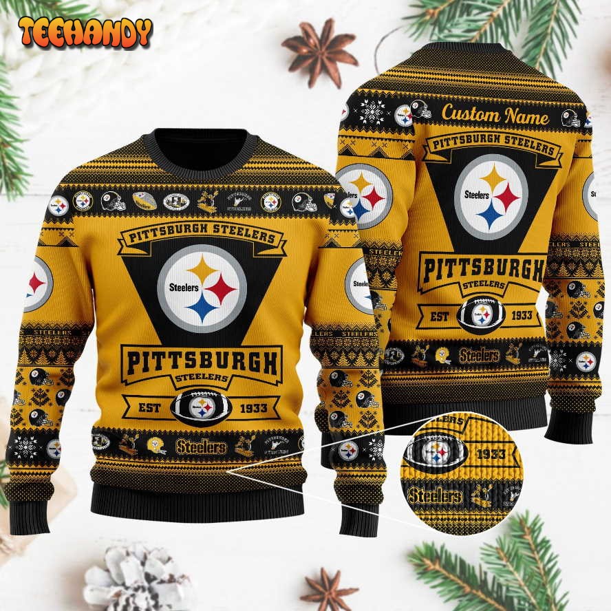 pittsburgh steelers football team logo personalized ugly sweater gwpjj