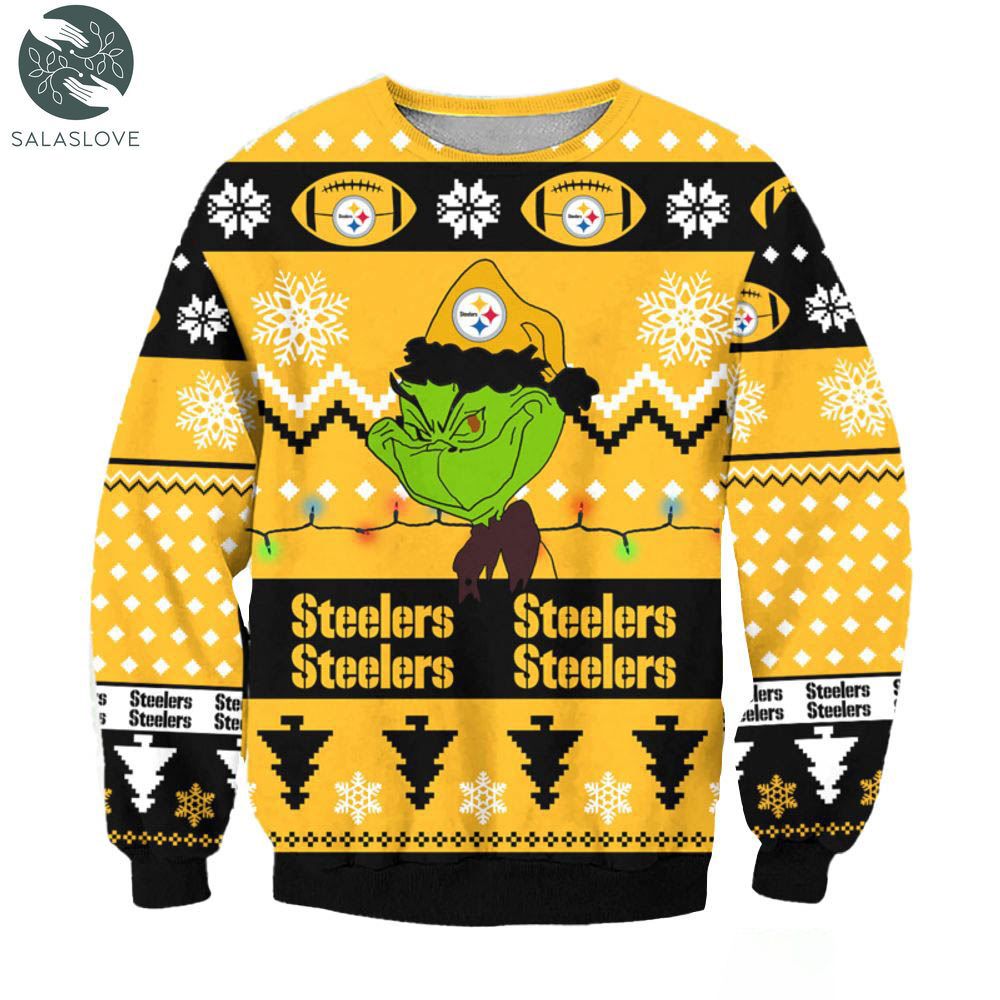 pittsburgh steelers grinch cunningly smile nfl ugly christmas sweater 1 cf1jzh