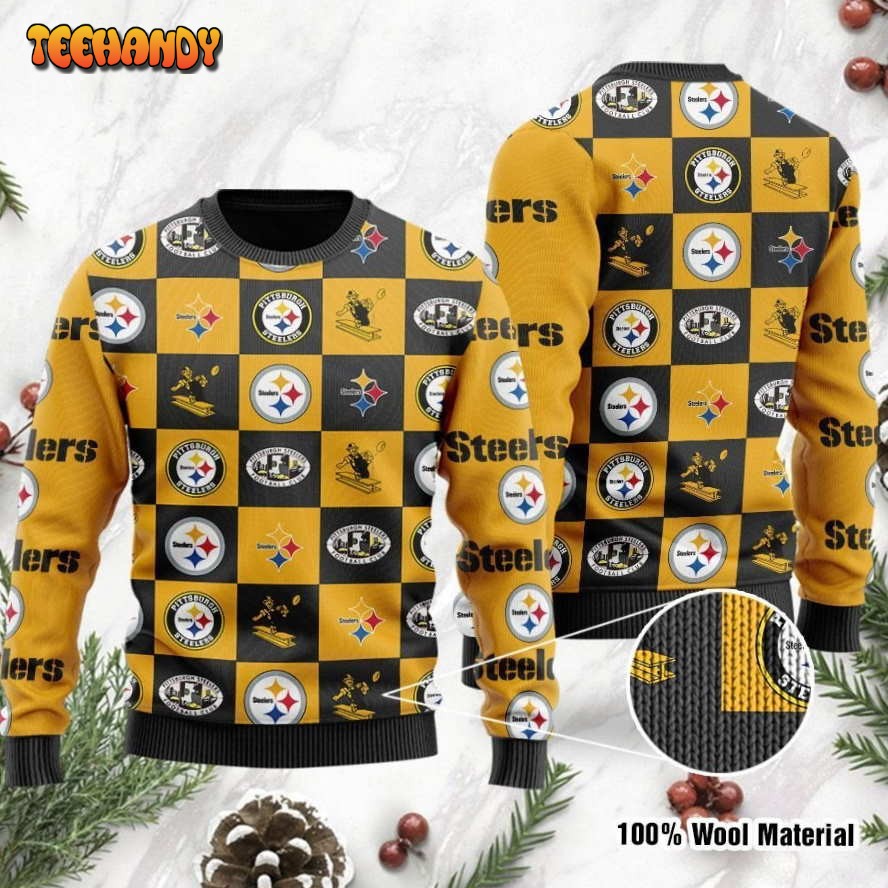 pittsburgh steelers logo checkered flannel design ugly christmas sweater yebcb