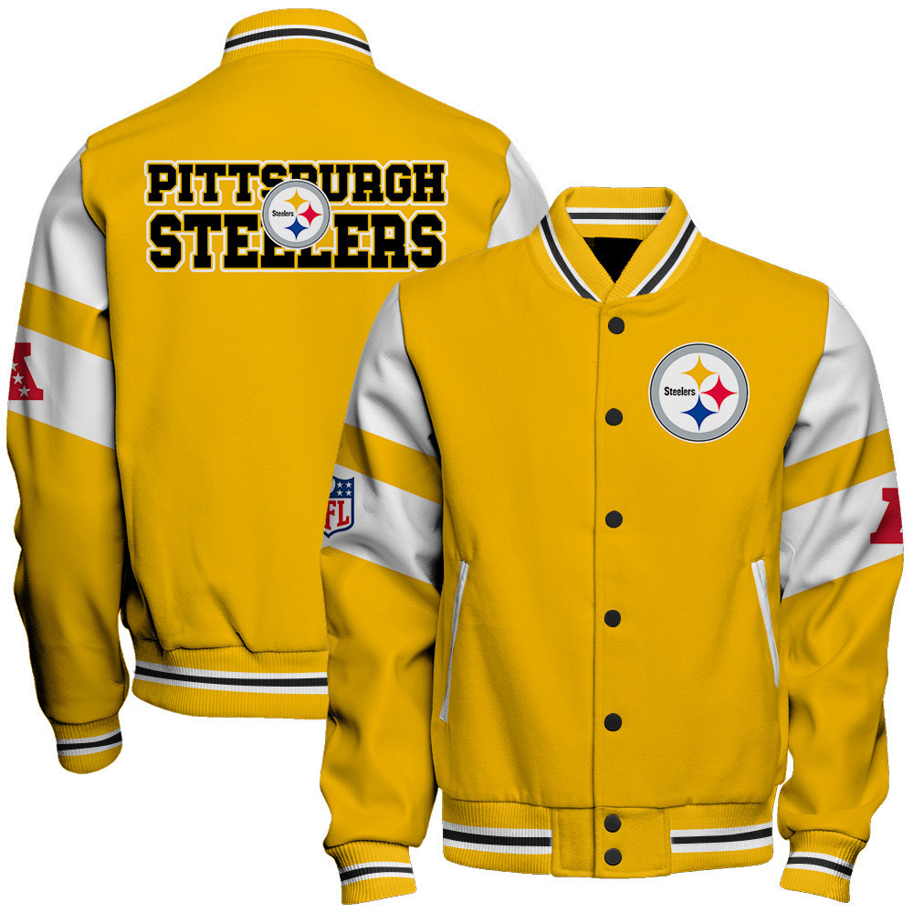 pittsburgh steelers nfl 2024 american football conference unisex baseball varsity jacket baseball jacket all over print v11 dioks