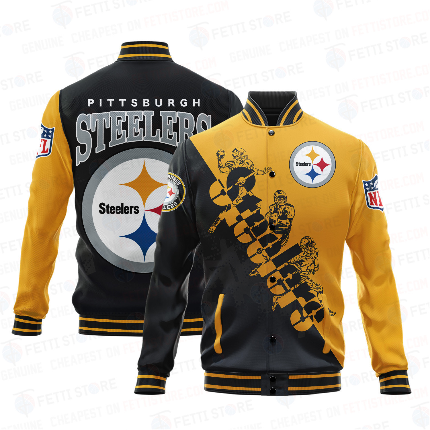 pittsburgh steelers nfl baseball varsity jacket baseball jacket all over print shdl pwxry