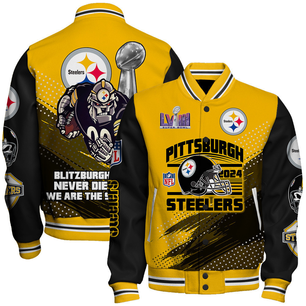 pittsburgh steelers nfl baseball varsity jacket baseball jacket all over print stm v3 zba4h