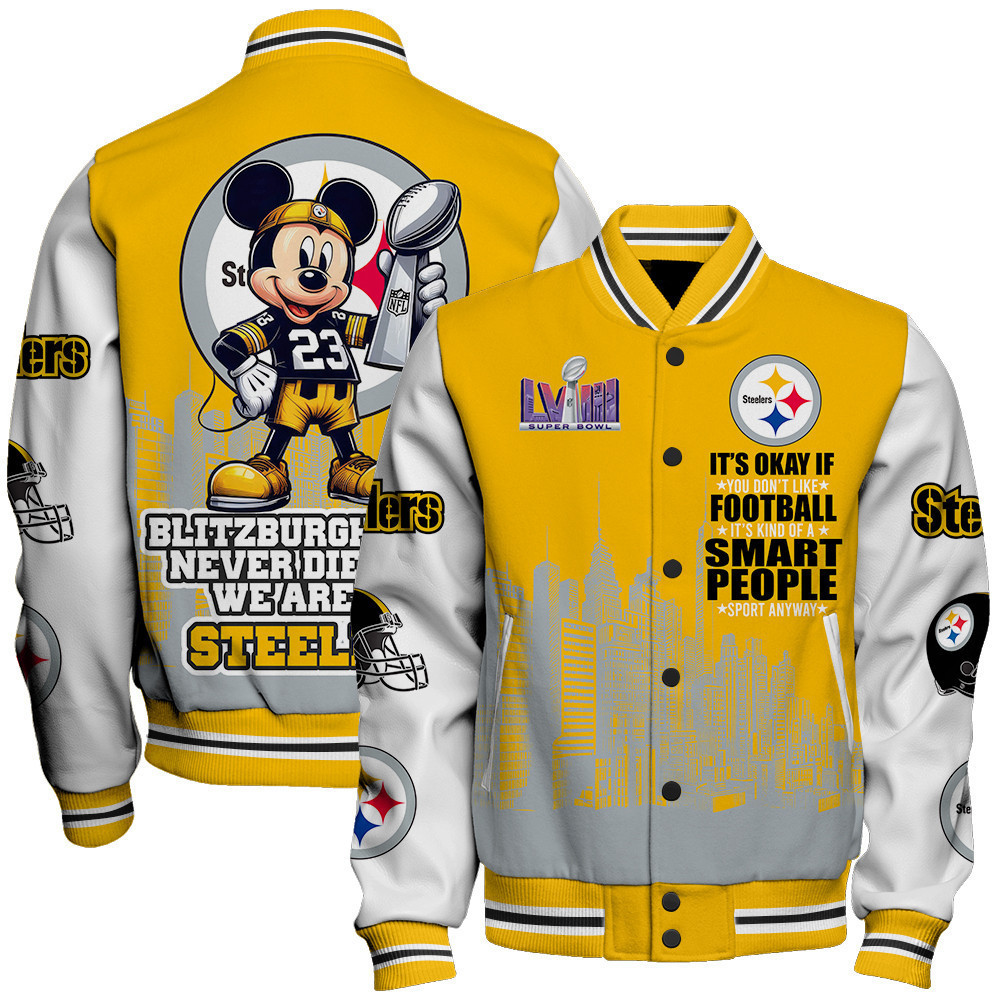 pittsburgh steelers nfl baseball varsity jacket baseball jacket all over print stm v5 i2soq