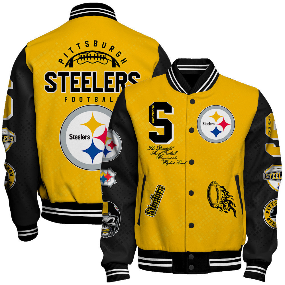 pittsburgh steelers nfl pattern baseball varsity jacket baseball jacket all over print sh1 v3 klhms