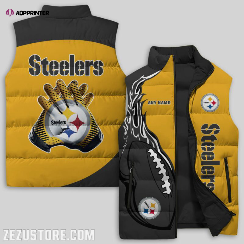 pittsburgh steelers nfl sleeveless puffer jacket custom for fans gifts 1