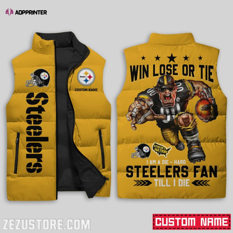 pittsburgh steelers nfl sleeveless puffer jacket custom for fans gifts 15