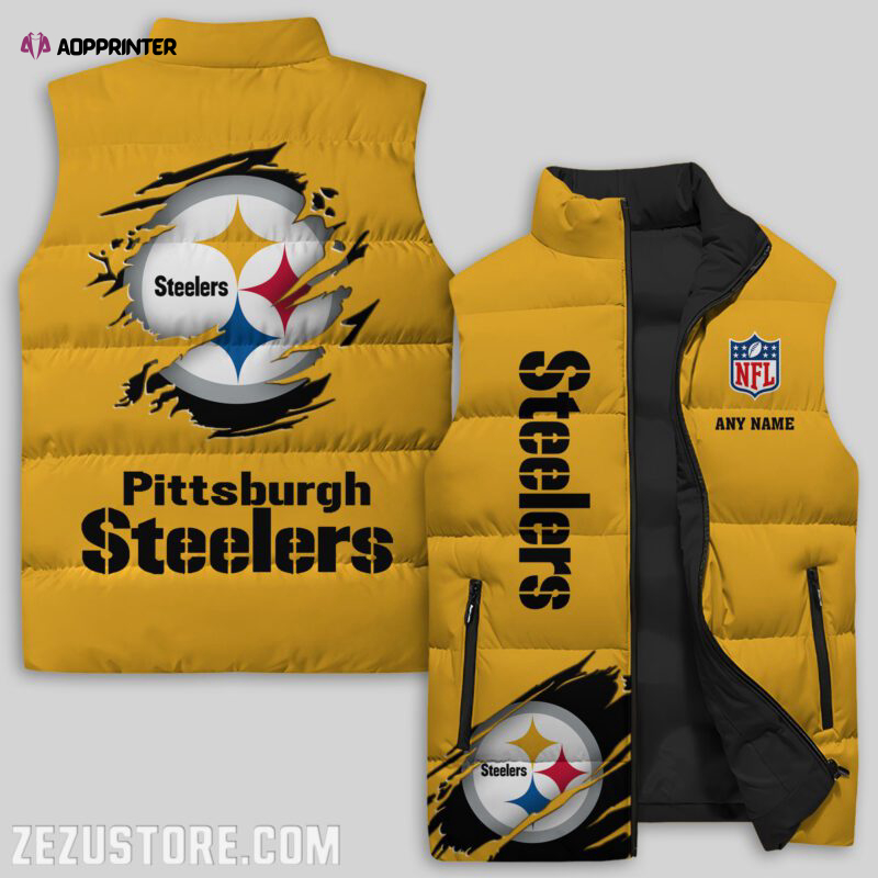 pittsburgh steelers nfl sleeveless puffer jacket custom for fans gifts 18