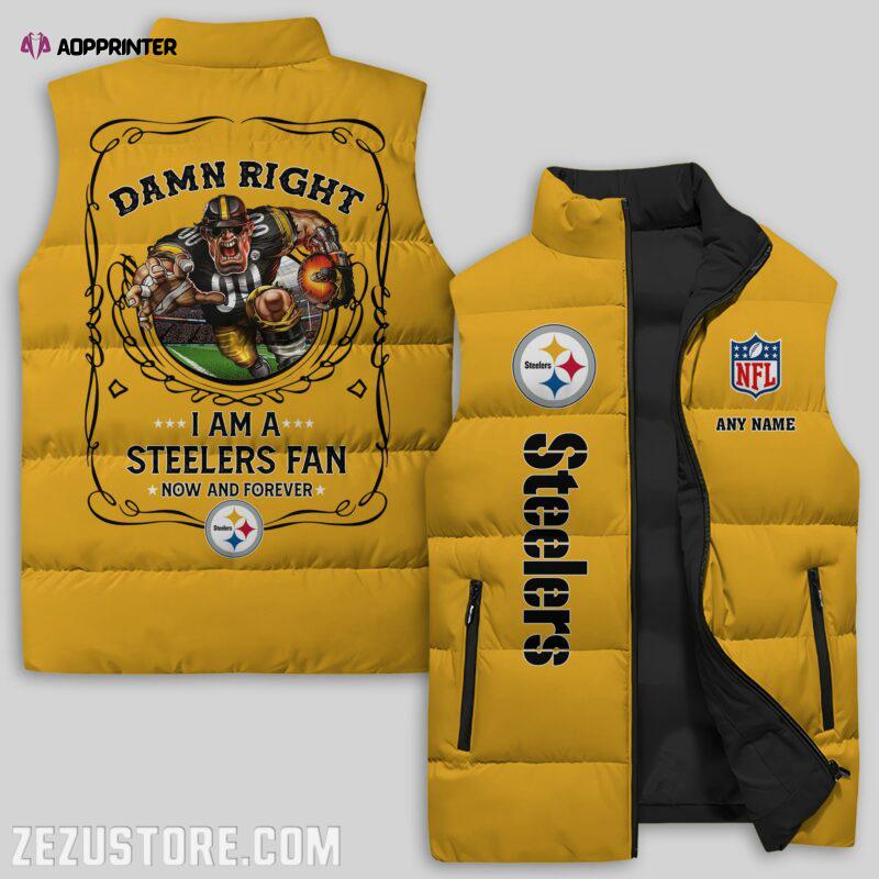 pittsburgh steelers nfl sleeveless puffer jacket custom for fans spj1177