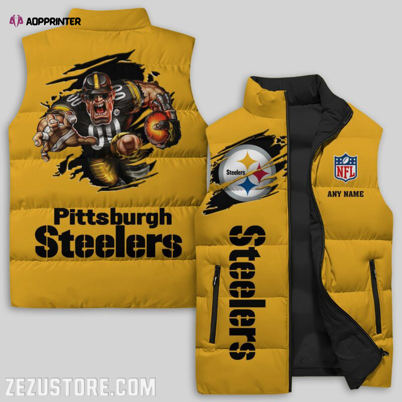 pittsburgh steelers nfl sleeveless puffer jacket custom for fans spj1680