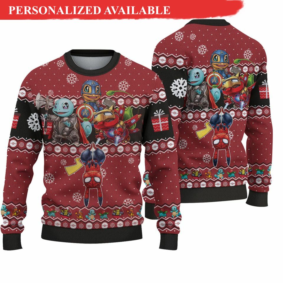 pkm spider man christmas ugly sweater 3627