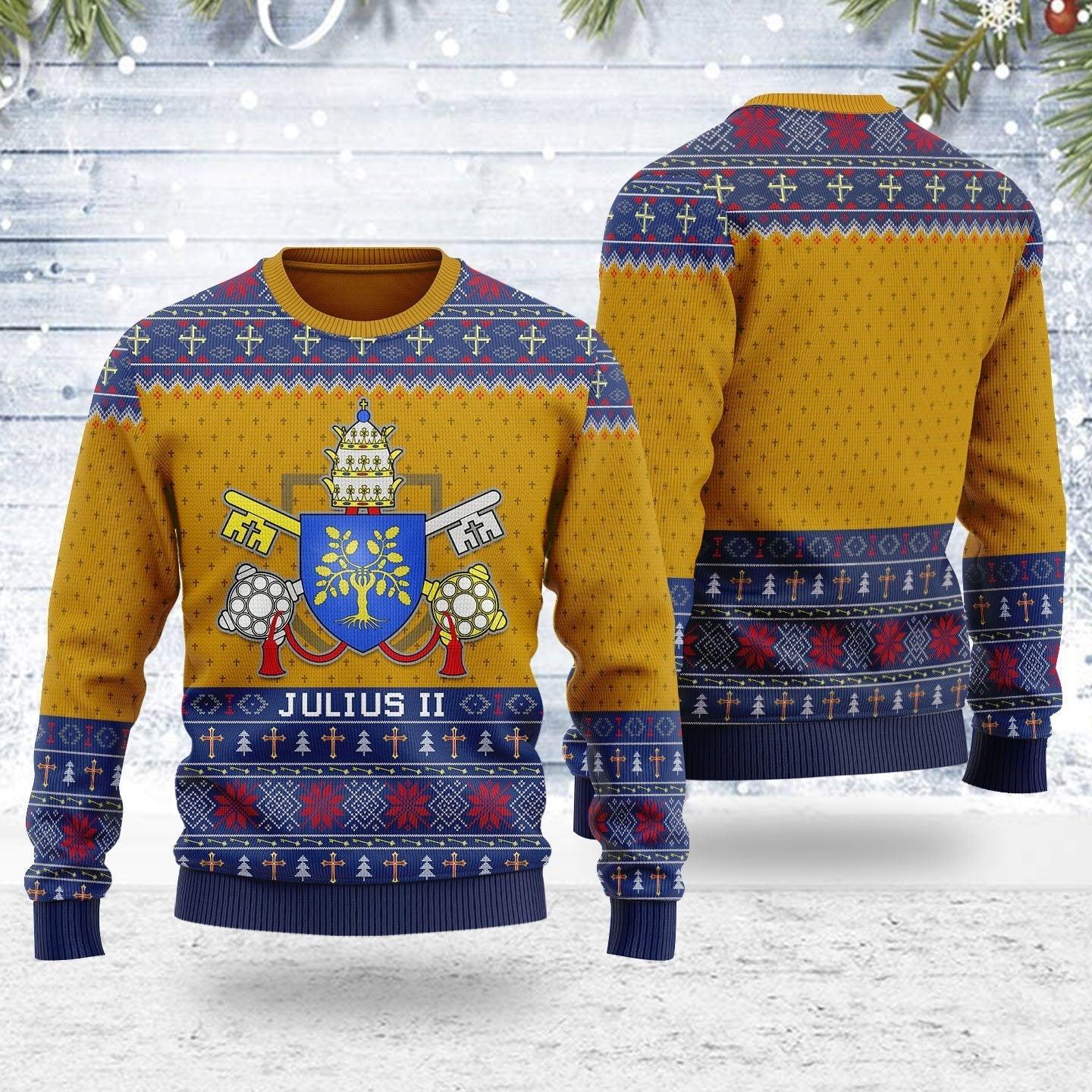 pope julius ii ugly christmas sweater gearhomie com