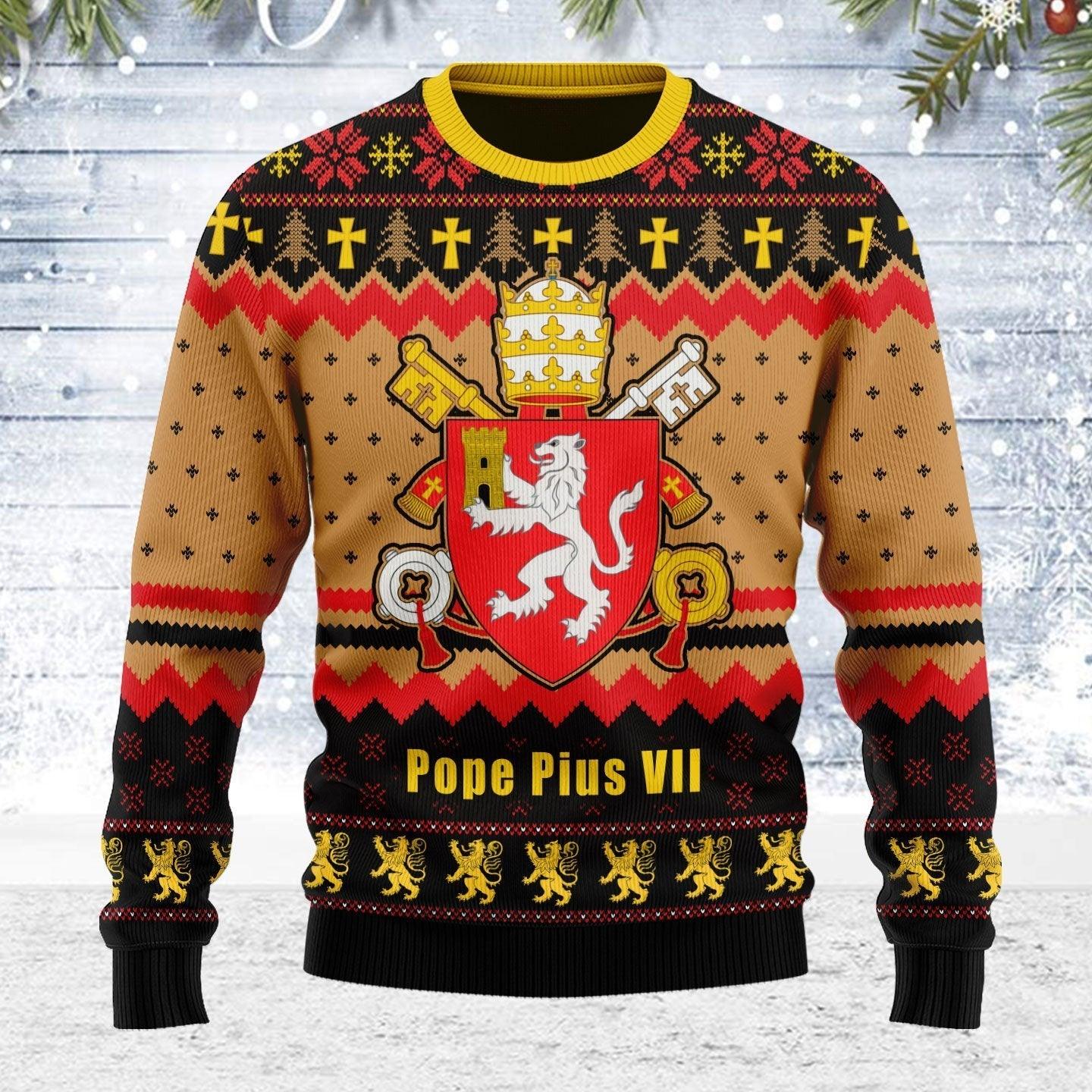 pope pius viii coat of arms ugly christmas sweater gearhomie com