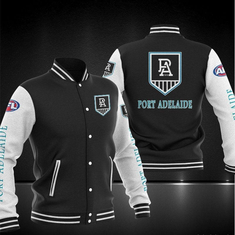 port adelaide football club baseball varsity jacket baseball jacket all over print hxvnb