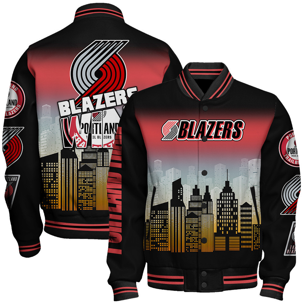 portland trail blazers nba baseball varsity jacket baseball jacket all over print stm v16 1dr7d