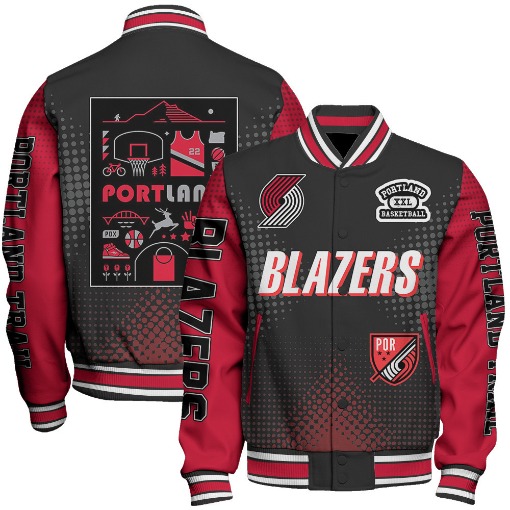 portland trail blazers nba baseball varsity jacket baseball jacket all over print stm v18 ommt1