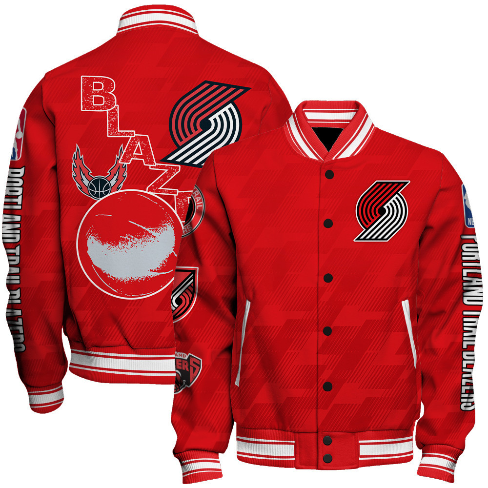 portland trail blazers new design team color baseball varsity jacket baseball jacket all over print sfat v16 o65li