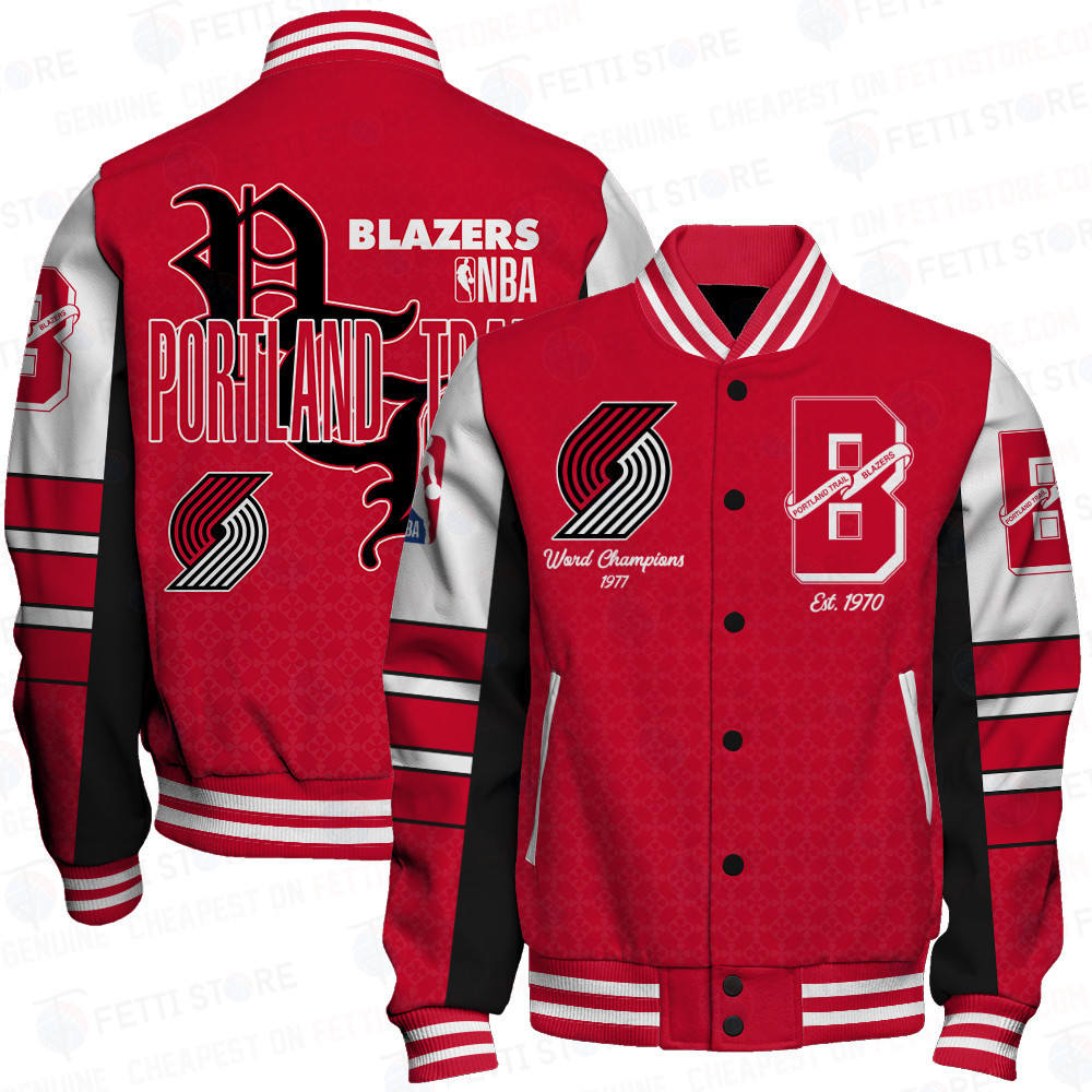 portland trail blazers team logo sport pattern retro baseball varsity jacket baseball jacket all over print hdmdm