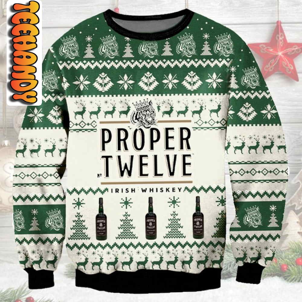 proper twelve whiskey ugly christmas sweater69560