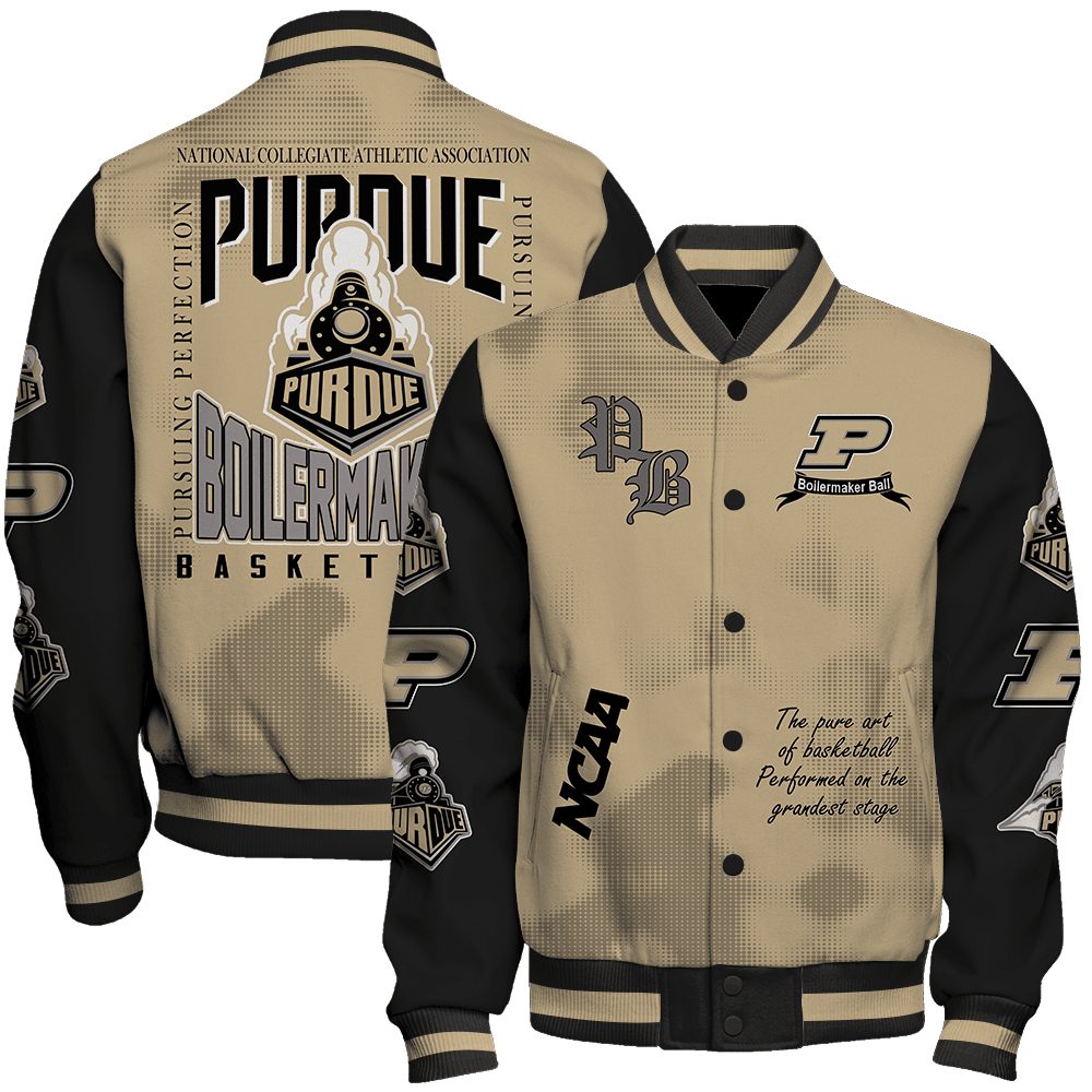 purdue boilermakers ncaa basketball boilermaker ball 3d unisex baseball varsity jacket baseball jacket all over print ekgot