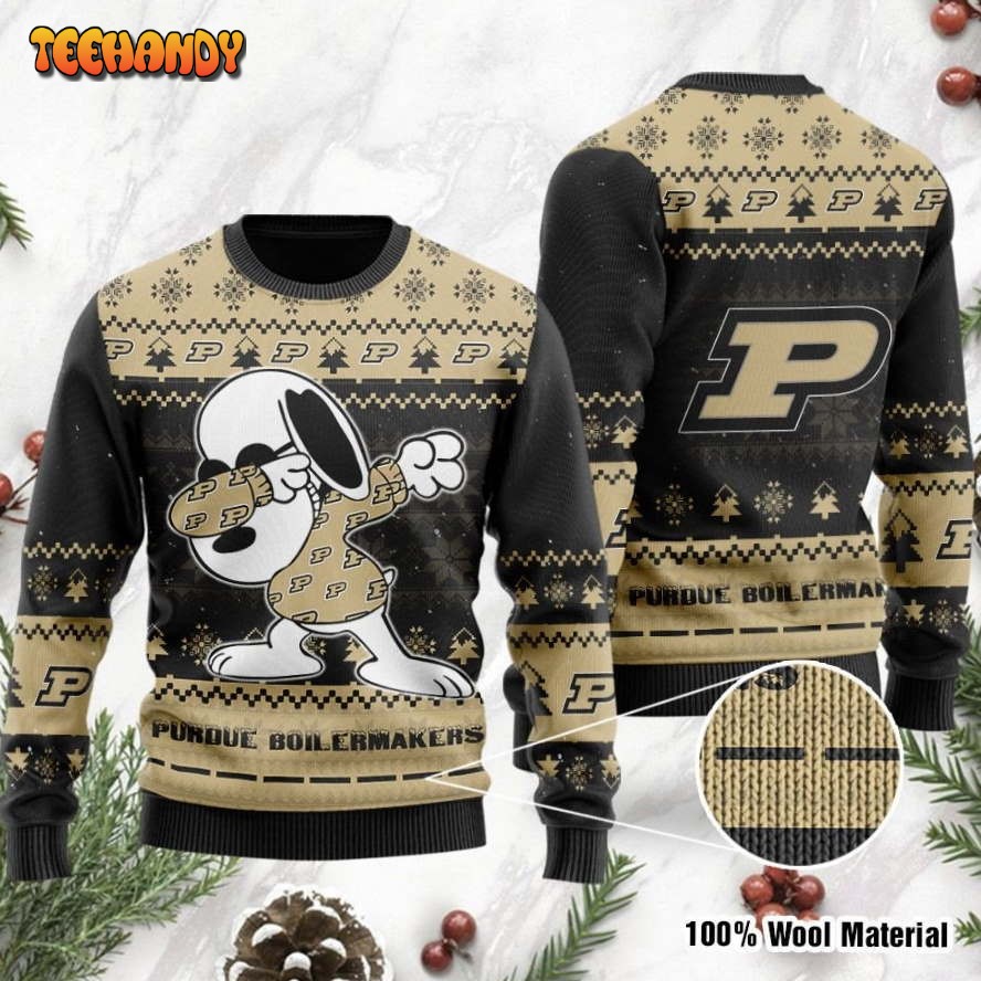 purdue boilermakers snoopy dabbing holiday party ugly christmas sweater l74kf