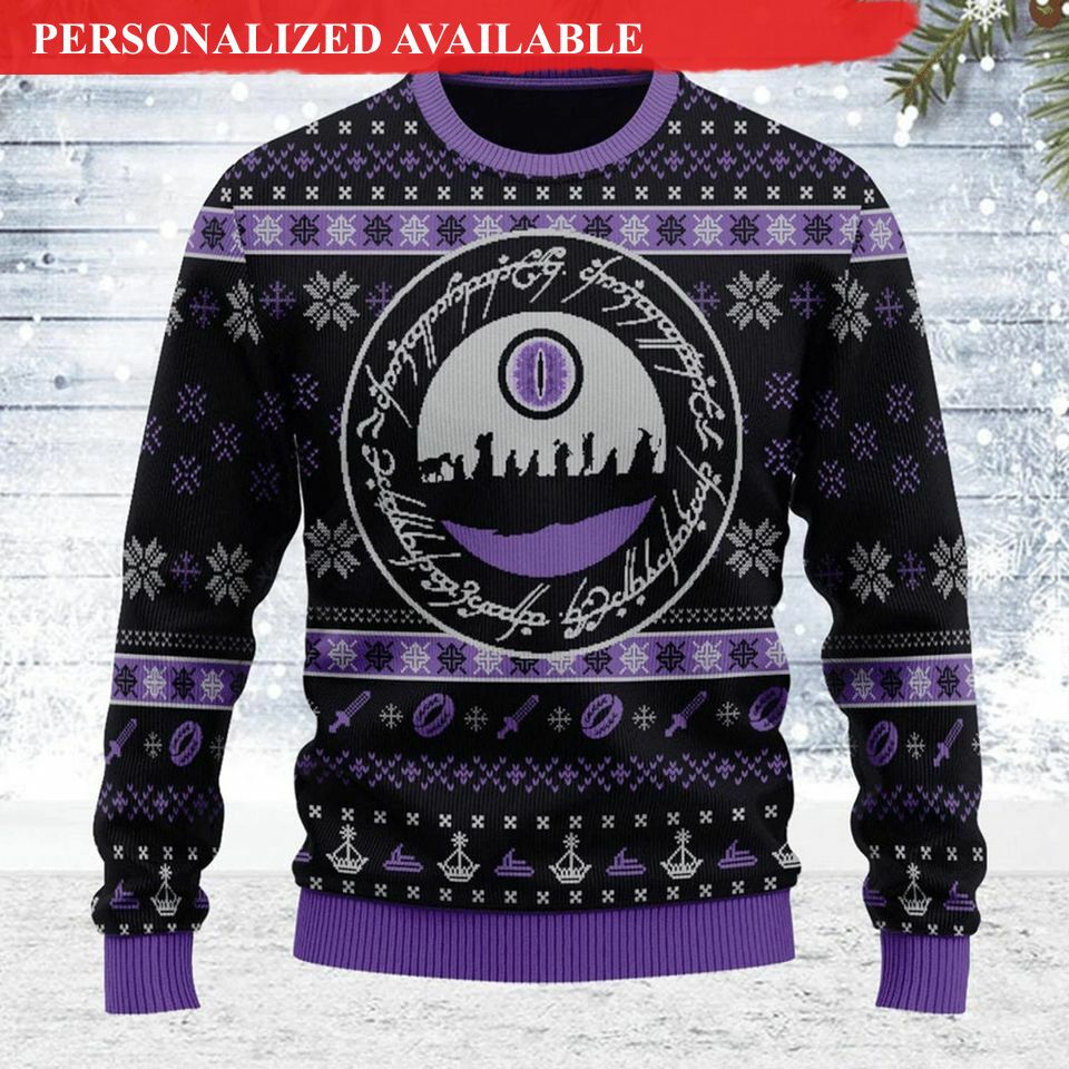 purple lord of the ring ugly christmas sweater 3249