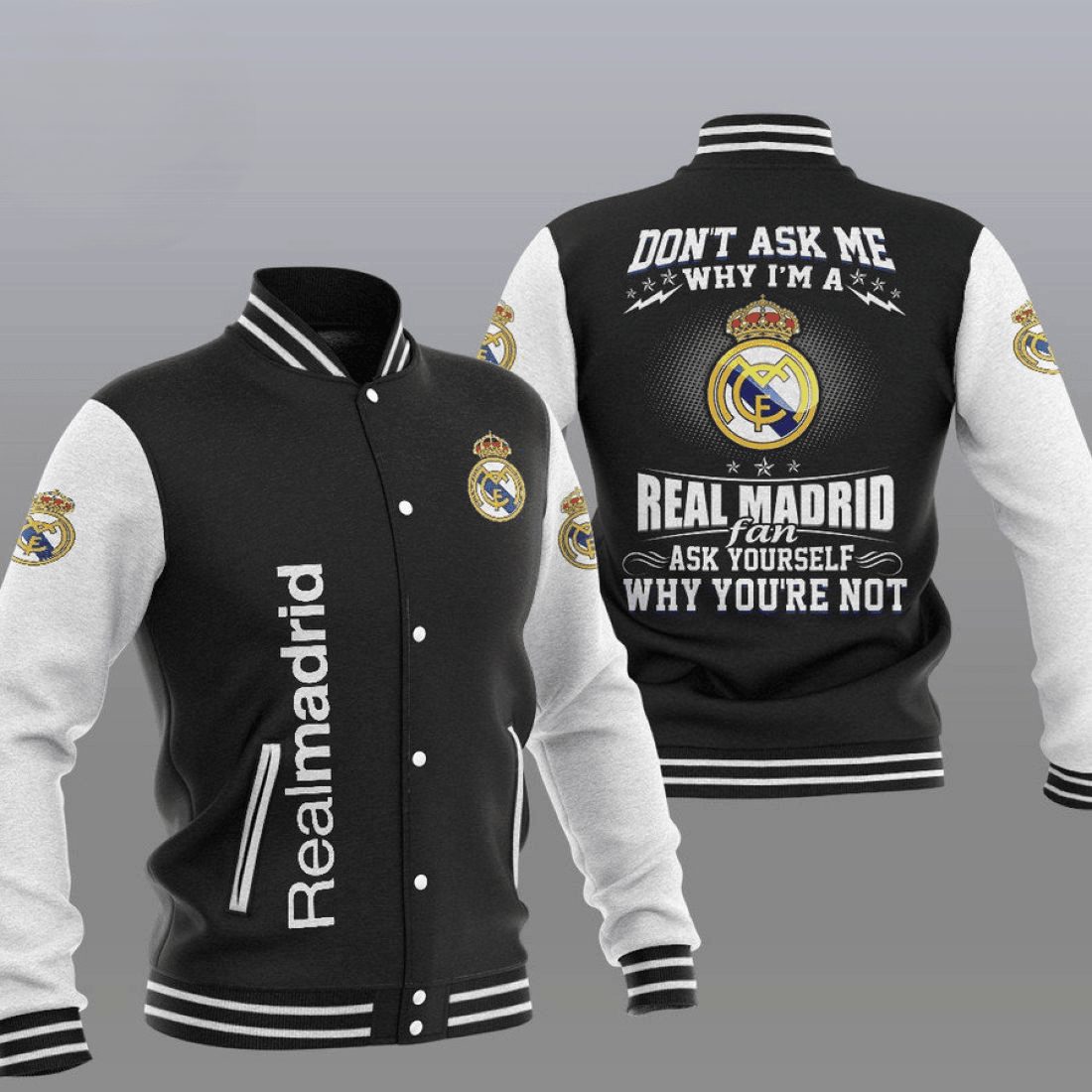 real madrid black dont ask me baseball varsity jacket baseball jacket all over print mo1dj