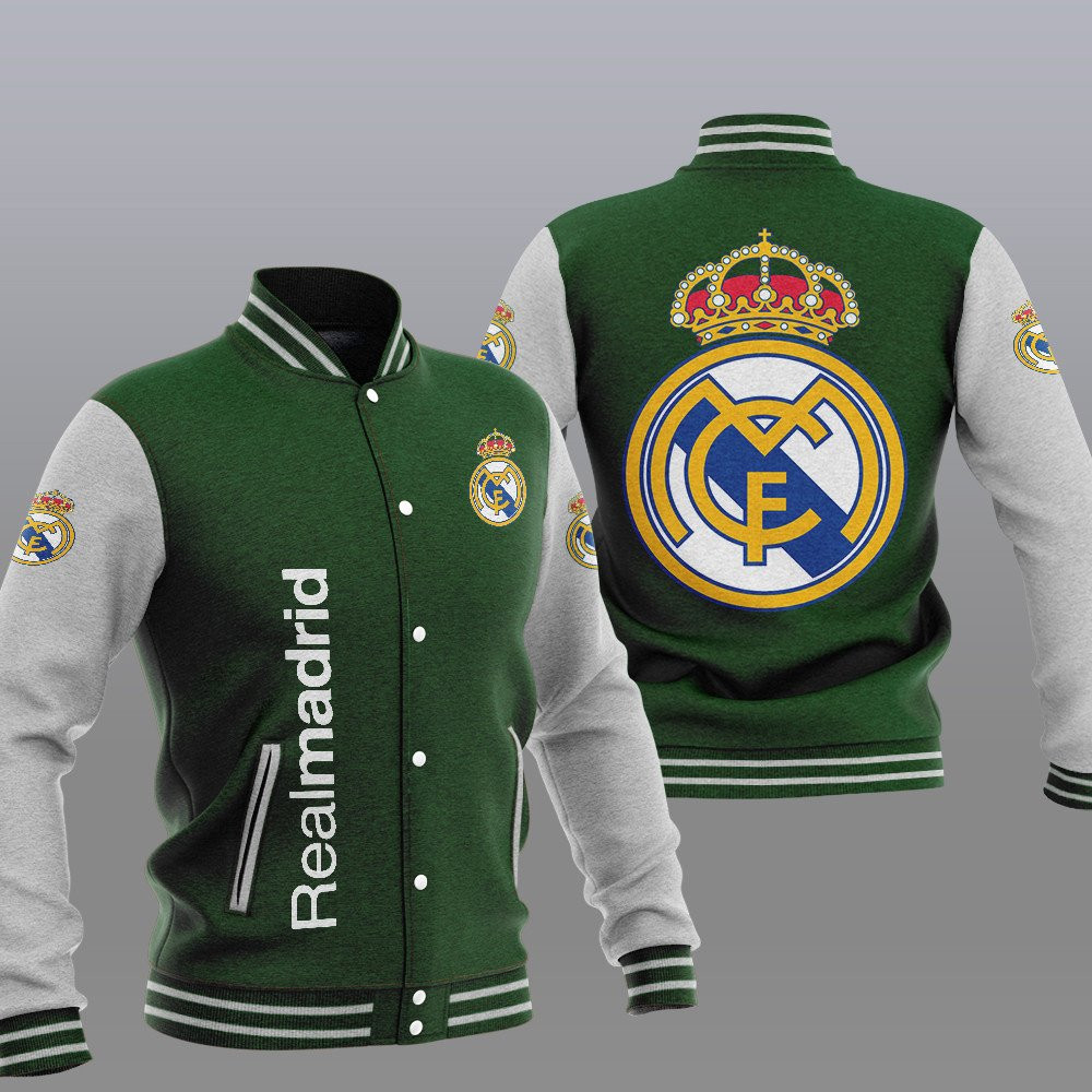 real madrid green unisex baseball varsity jacket baseball jacket all over print qnulq