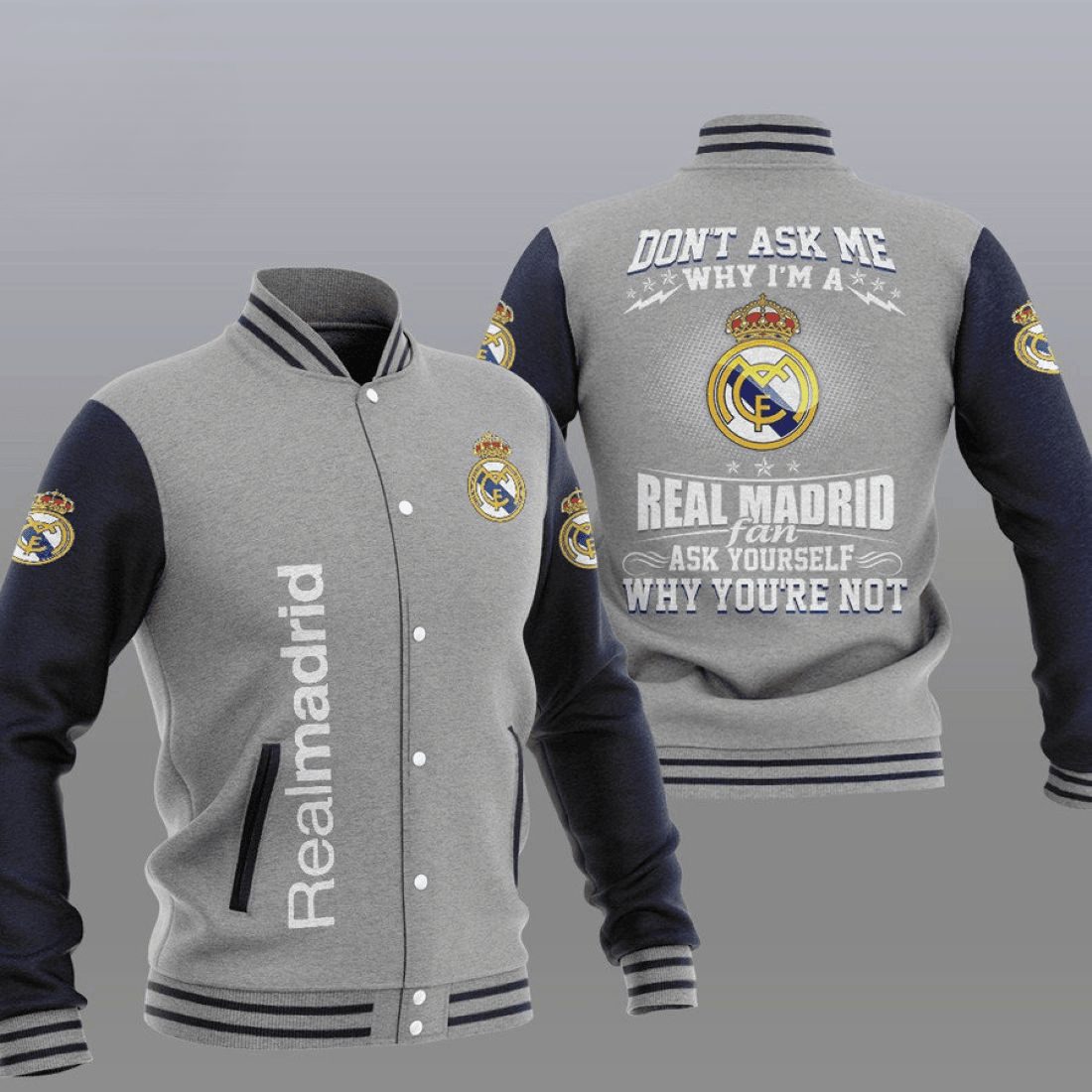 real madrid grey dont ask me baseball varsity jacket baseball jacket all over print akqjj