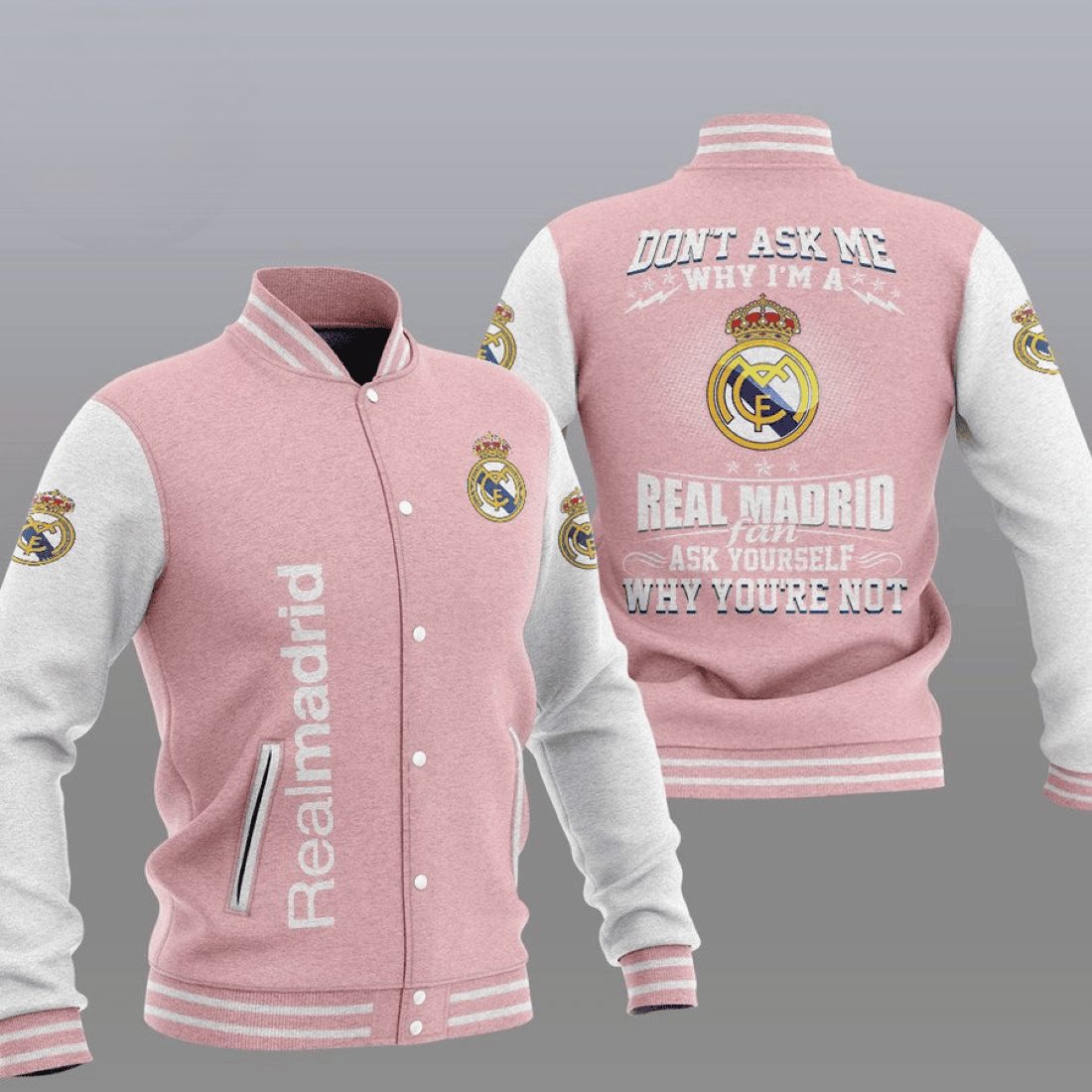 real madrid pink dont ask me baseball varsity jacket baseball jacket all over print o3lco