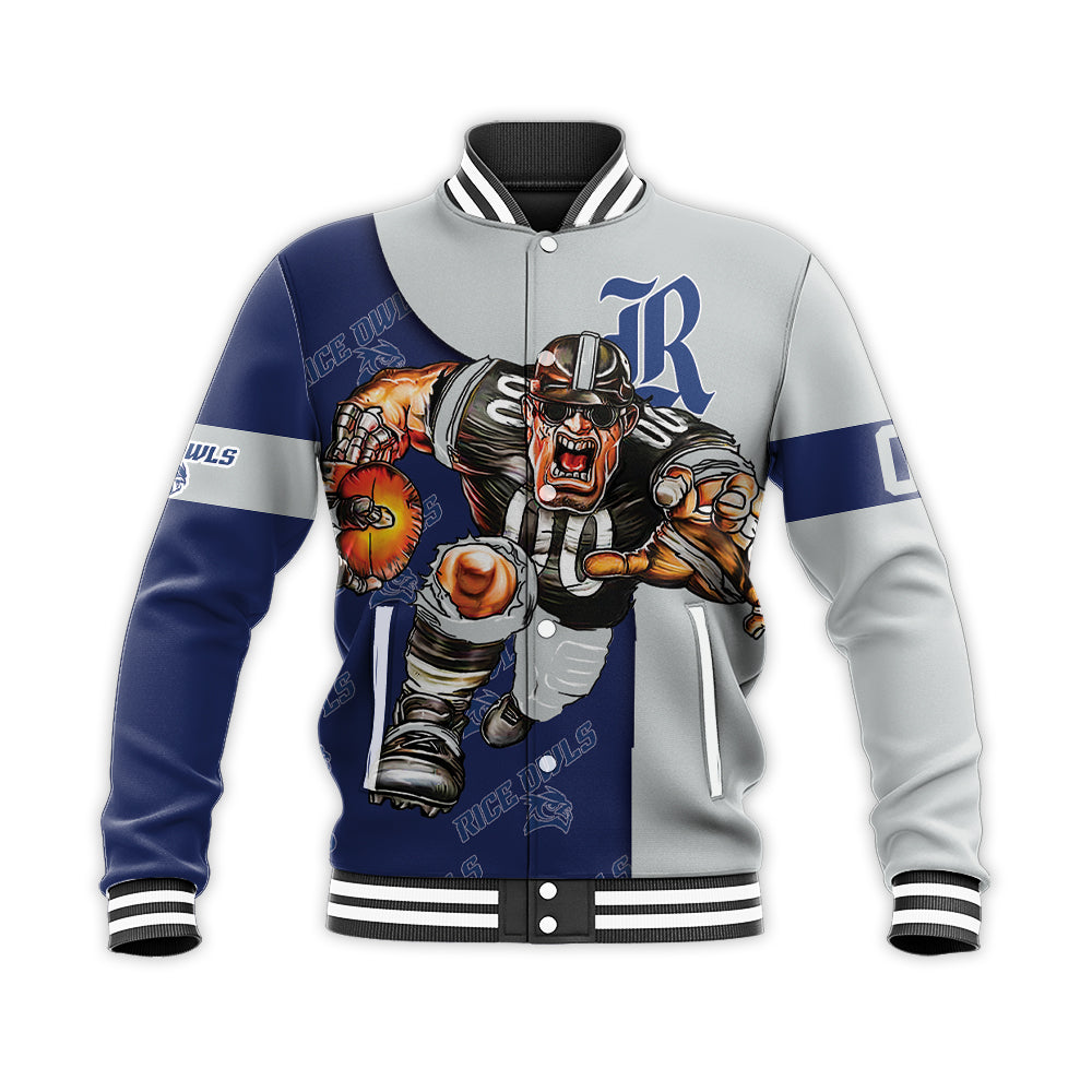 rice owls baseball jacket button up zipper hooded all over print football go on gift for fans ncaa 6tj8u