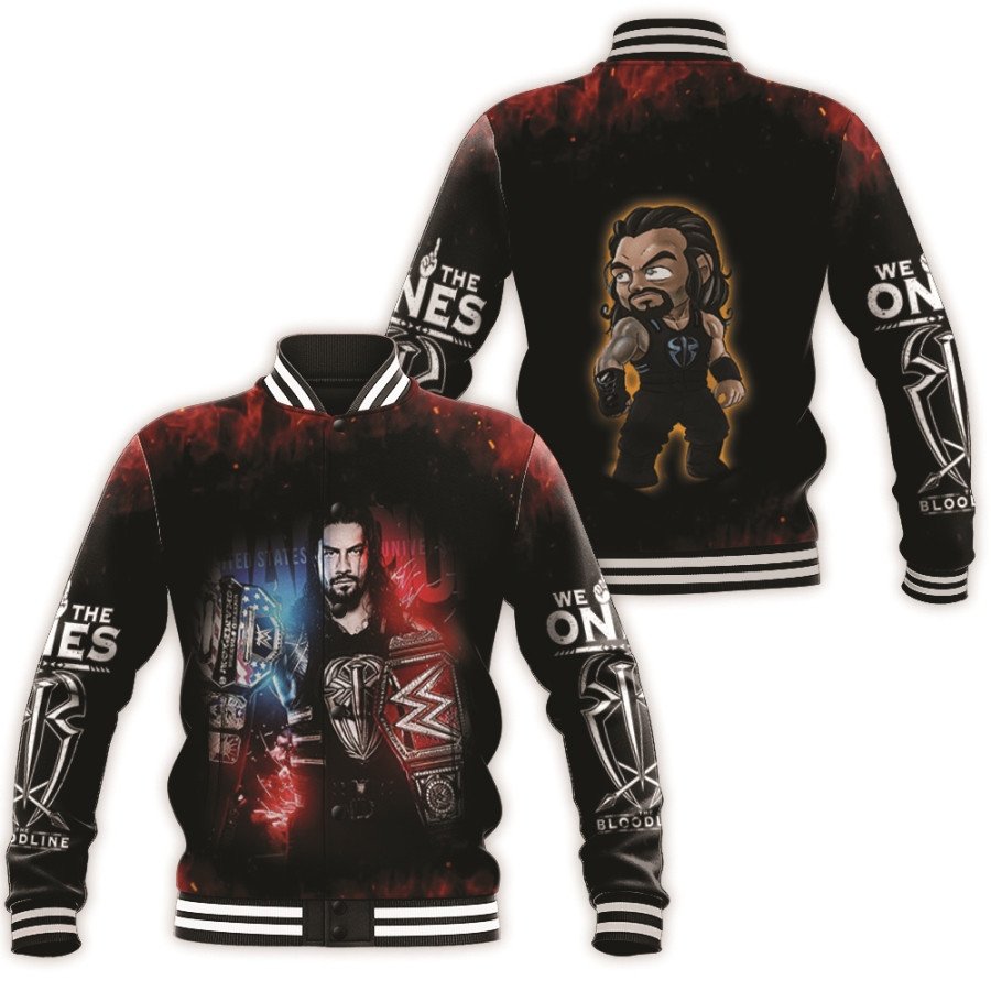 roman reigns wwe the best professional wrestler black 3d designed allover gift for roman reigns fans baseball jacket button up zipper hooded all over print zdunv