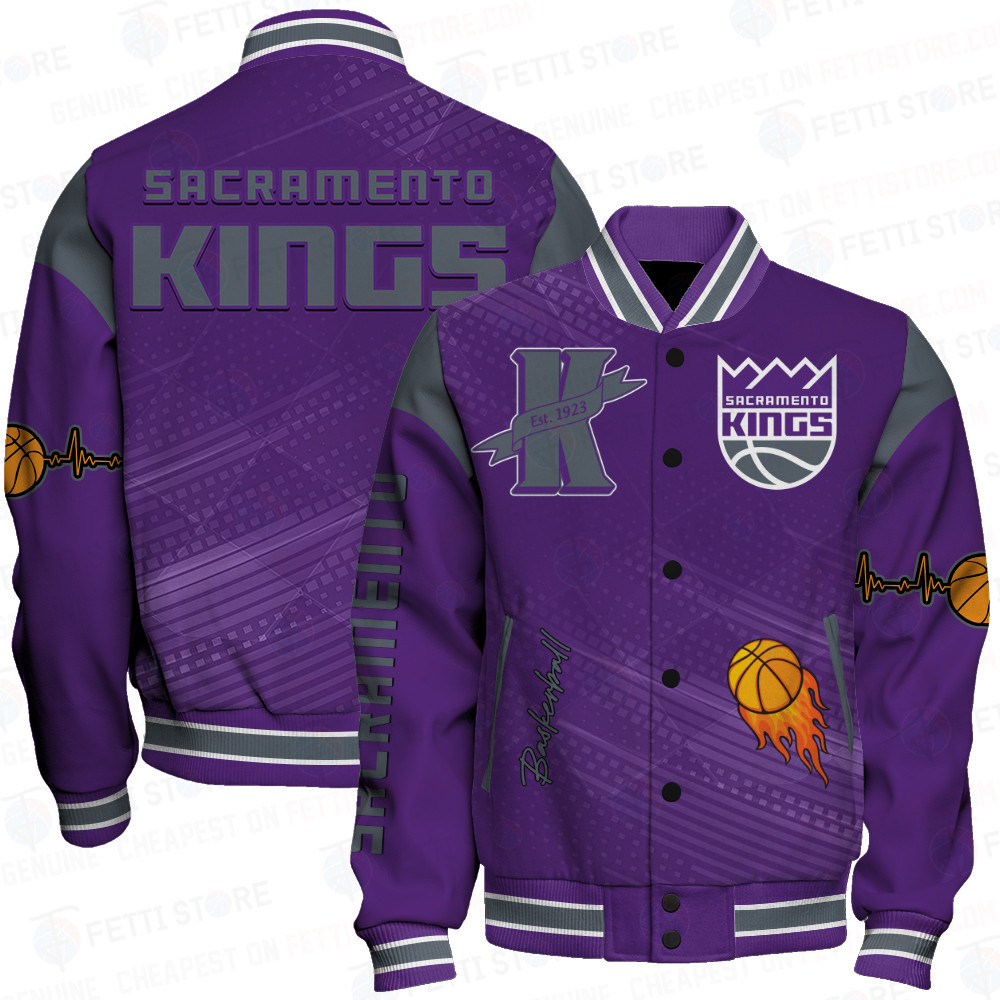 sacramento kings team logo sport pattern basketball baseball varsity jacket baseball jacket all over print v2obo