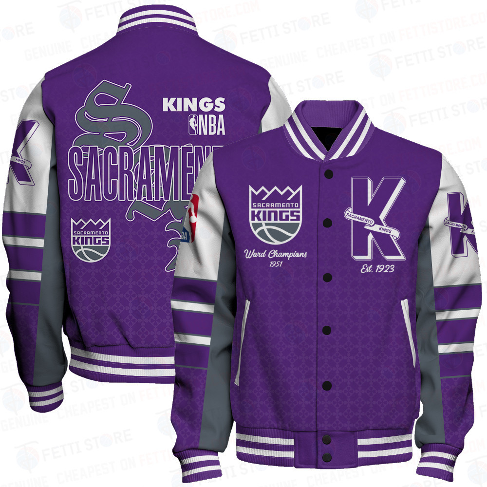 sacramento kings team logo sport pattern retro baseball varsity jacket baseball jacket all over print xn9jq