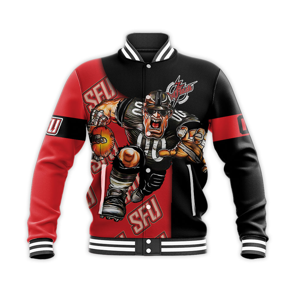 saint francis red flash baseball jacket button up zipper hooded all over print football go on gift for fans ncaa q0zcf