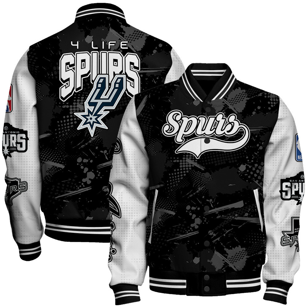 san antonio spurs 4 life team logo nba 2024 baseball varsity jacket baseball jacket all over print sfat v17 y8qpx