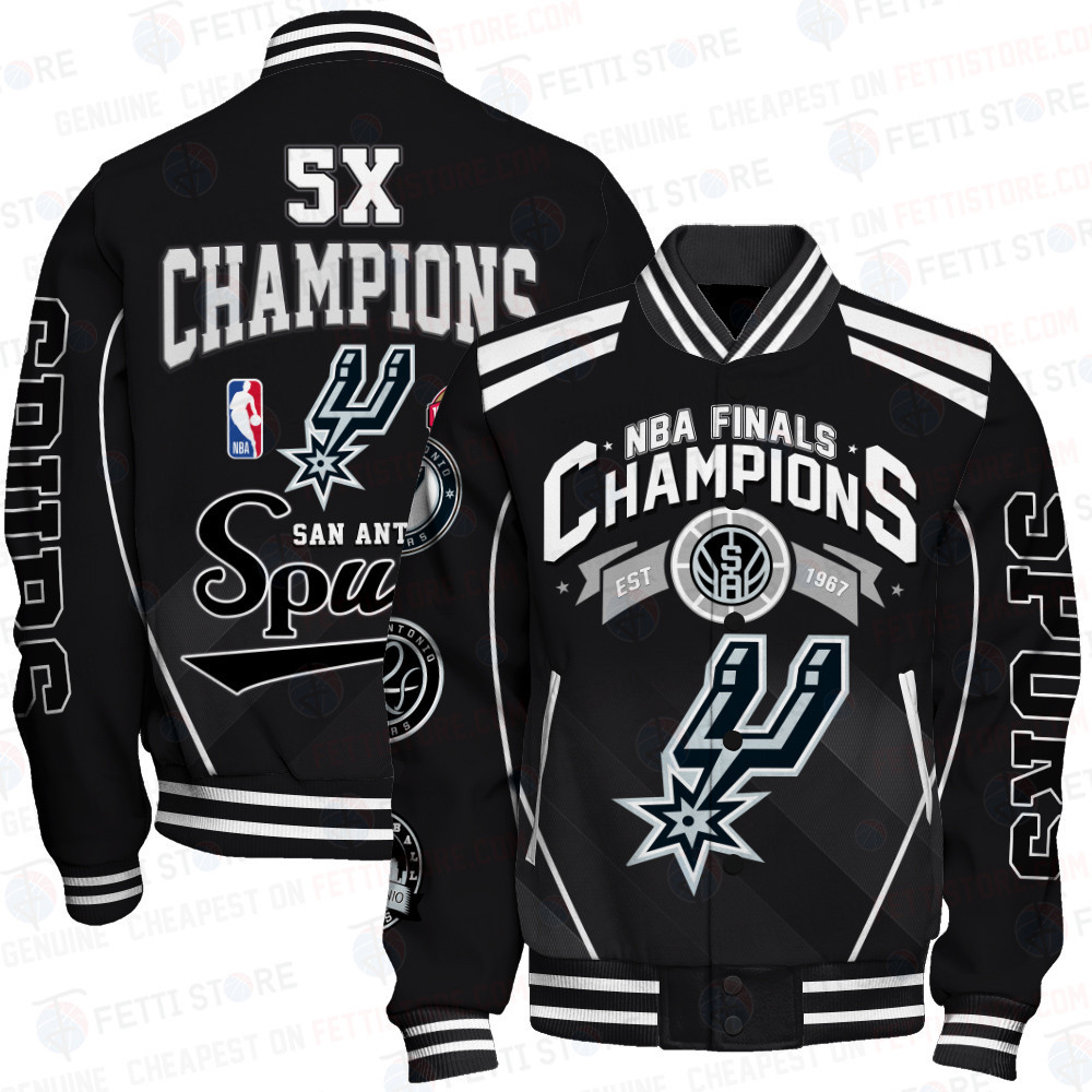 san antonio spurs 5x champions basketball team print baseball varsity jacket baseball jacket all over print sfat v24 9yog7