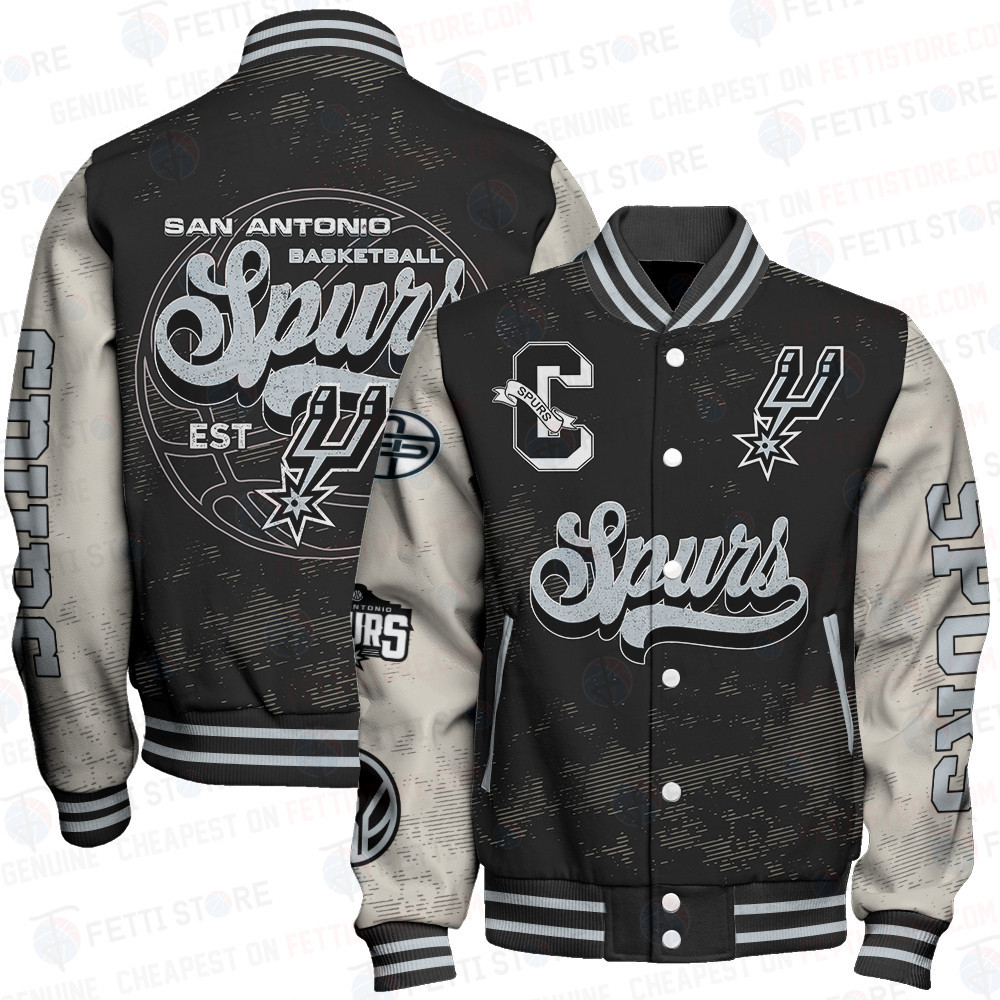 san antonio spurs team logo sport pattern classic baseball varsity jacket baseball jacket all over print yywj9