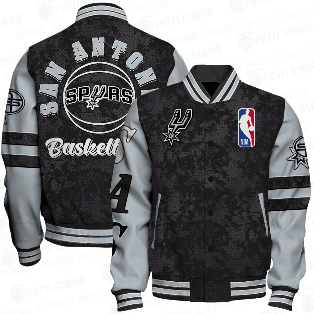 san antonio spurs team logo sport pattern modern baseball varsity jacket baseball jacket all over print htveb